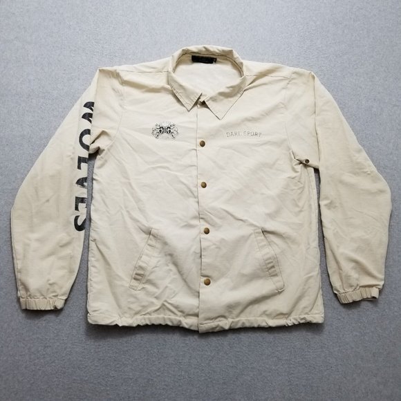 Darc Sport Jacket‎ Mens XL Wolves Tan Windbreaker Snap Pockets - Picture 1 of 16